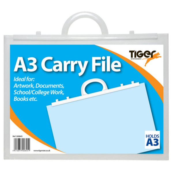 Heavy-duty polythene A3 carry file with handle - clip lock