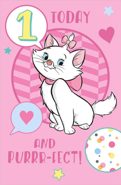 Disney Marie Aristocats 1st Kids Birthday Card