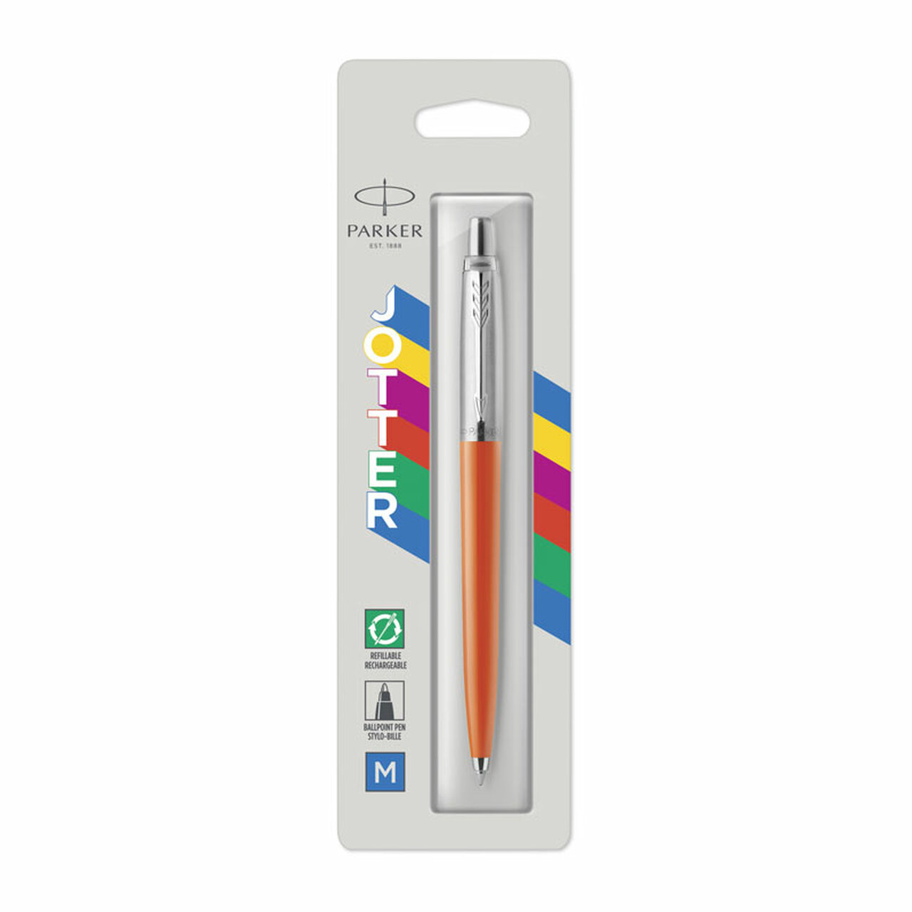 Parker Jotter Orange Ballpoint Pen, Blue Ink