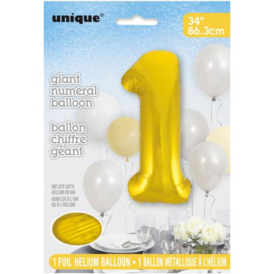 Foil Giant Helium Number Balloon 86Cm Gold - 1