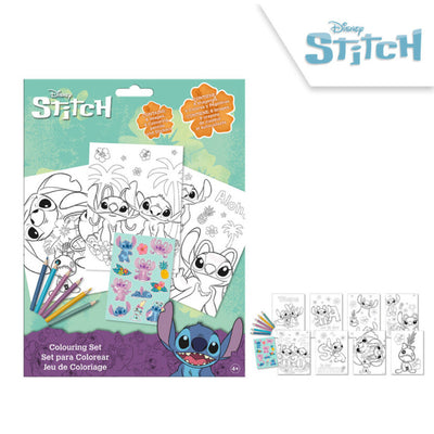 COLORING SET WITH pencil colours and STITCH STICKERS