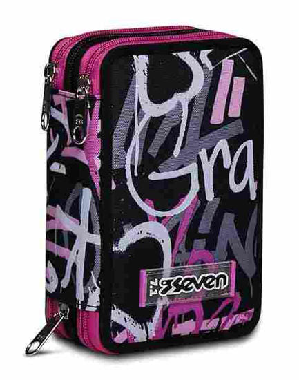 Pencil Case 3 Zip Filled Seven Chulky