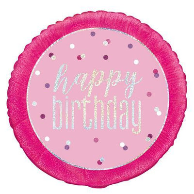 Helium Quality Pink Happy Birthday Foil Balloon