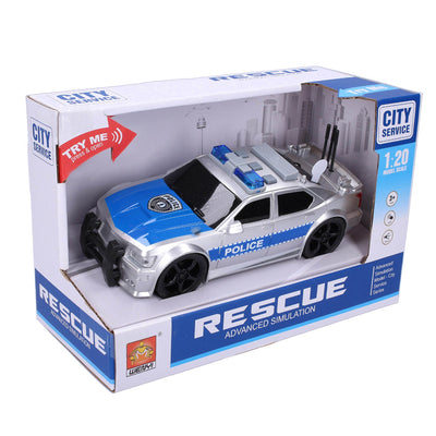 Silver\Blue Police Car With Light And Sound