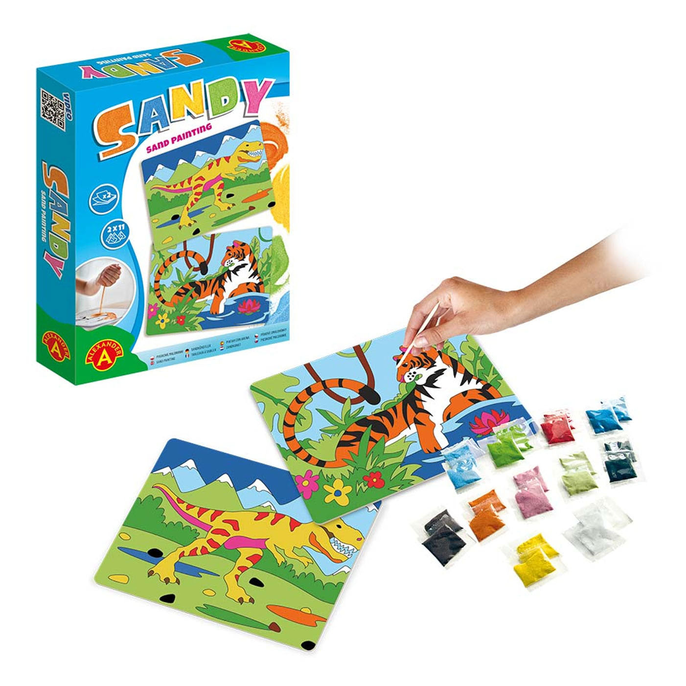 Sand Painting - Tiger & T-Rex