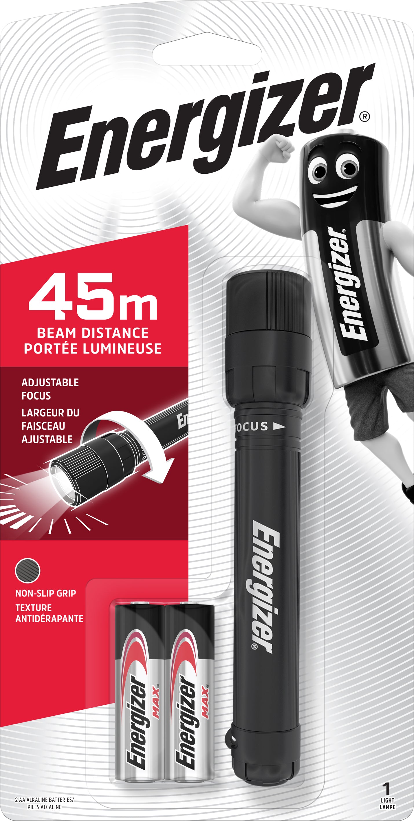 Torch Led Black Distance 45M Inc 2 Aa Batteries