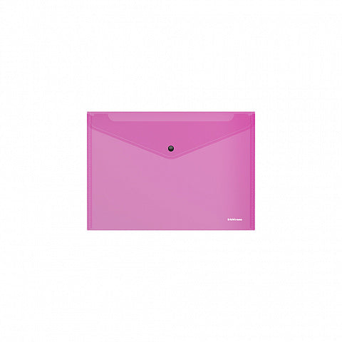 Plastic A4 Button Envelope Pink