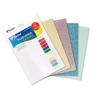 A4 Glitter Cartoncin Pastel Colours