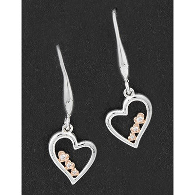 Two Tone Hearts In Heart Earrings