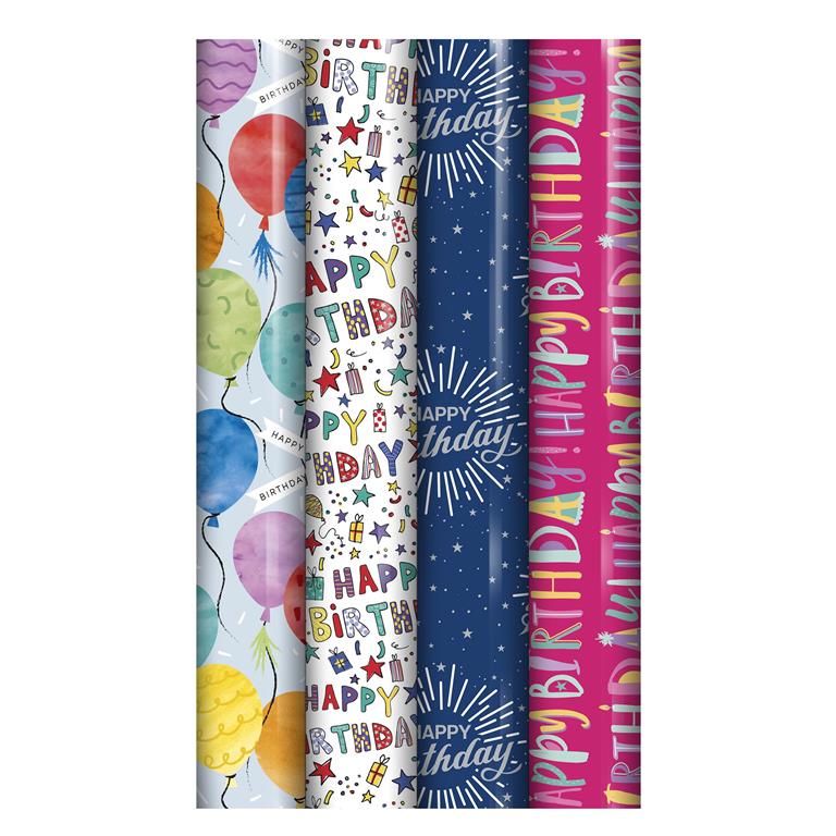 Happy Birthday - 1 Roll Wrapping Paper X2.5Mtrs