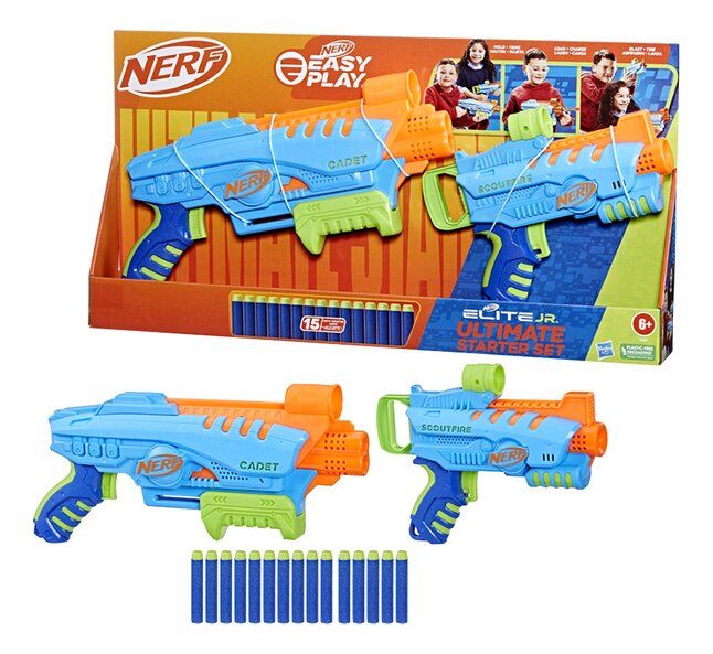 Nerf Elite JR Rookie Pack – blaster en mousse pour enfants avec 32 fléchettes et cibles Nerf Elite JR Rookie Pack – blaster en mousse pour enfants avec 32 fléchettes et cibles