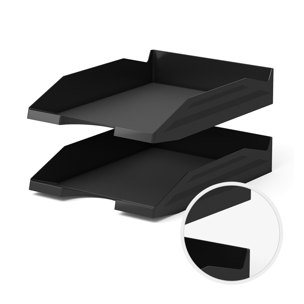 Letter Tray Black Set Of 2 Pcs