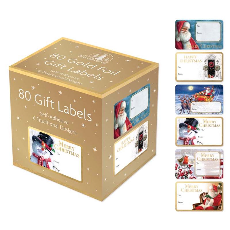 Gold Foil Gift Labels X80Pcs