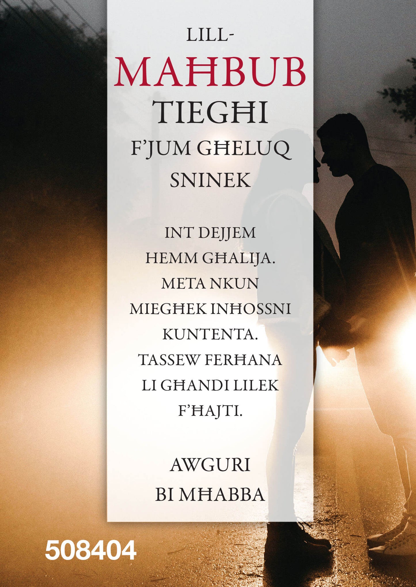 Lill-Maħbub Tiegħi F'Jum Għeluq Sninek