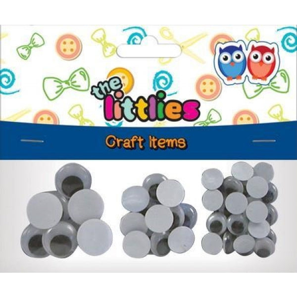 Wiggly Eyes Round 8X20Mm,12X15Mm,28X12Mm - X48Pcs