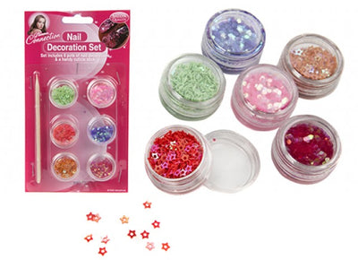 Nail Decorating Kit - 6 Tubs Of Glitter