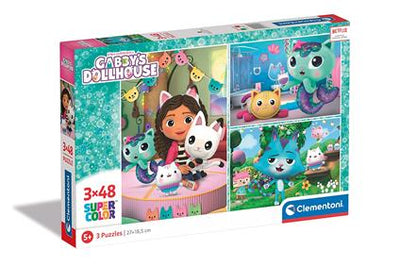 Gabby S Dollhouse - 3 Puzzles X48 Pcs