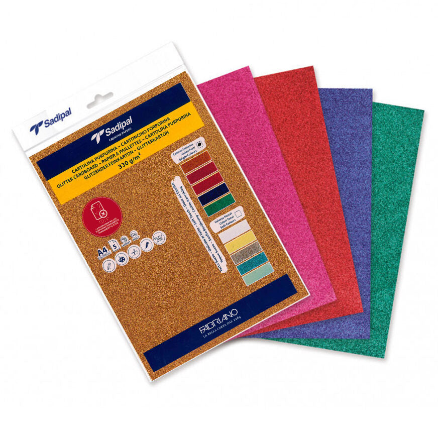 A4 Glitter Cartoncin Dark Colours