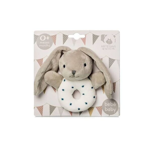 Bunny Rattle With Blue Stars 12Cm