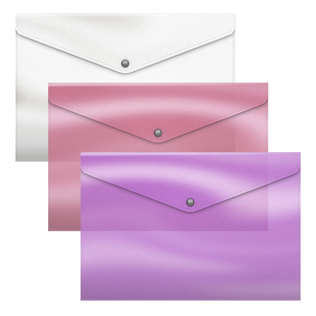 Plastic A4 Button Envelope Candy Gloosy Colours