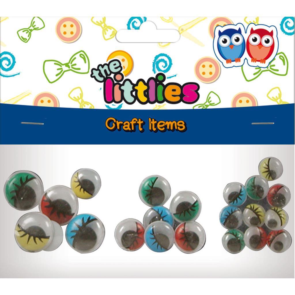 Wiggly Eyes Round 4X20Mm,8X16Mm,10X12Mm - X22Pcs