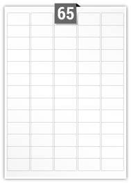 Labels For Inkjet And Laser Printers - Box X100 A4 Sheets - Label Size 38.1X21.1Mm - 65 Labels Per Sheet