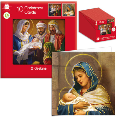 Christmas Religious Cards Pack X10 - 2 Designs