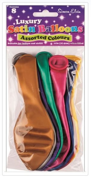 Helium Or Air - 11 Inch Balloons - Coloured - Pack Of 8
