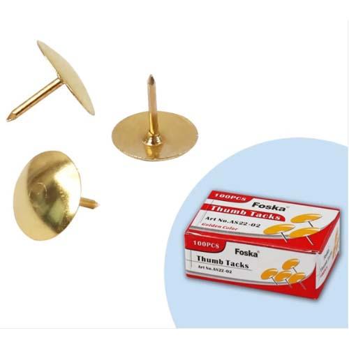 Drawing Pins Gold - 11Mm 100Pc