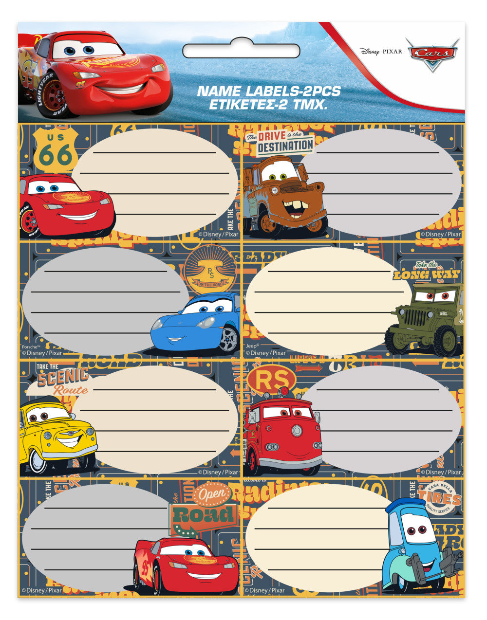 Disney Cars School Lables 1 Pkt X 16 Lables