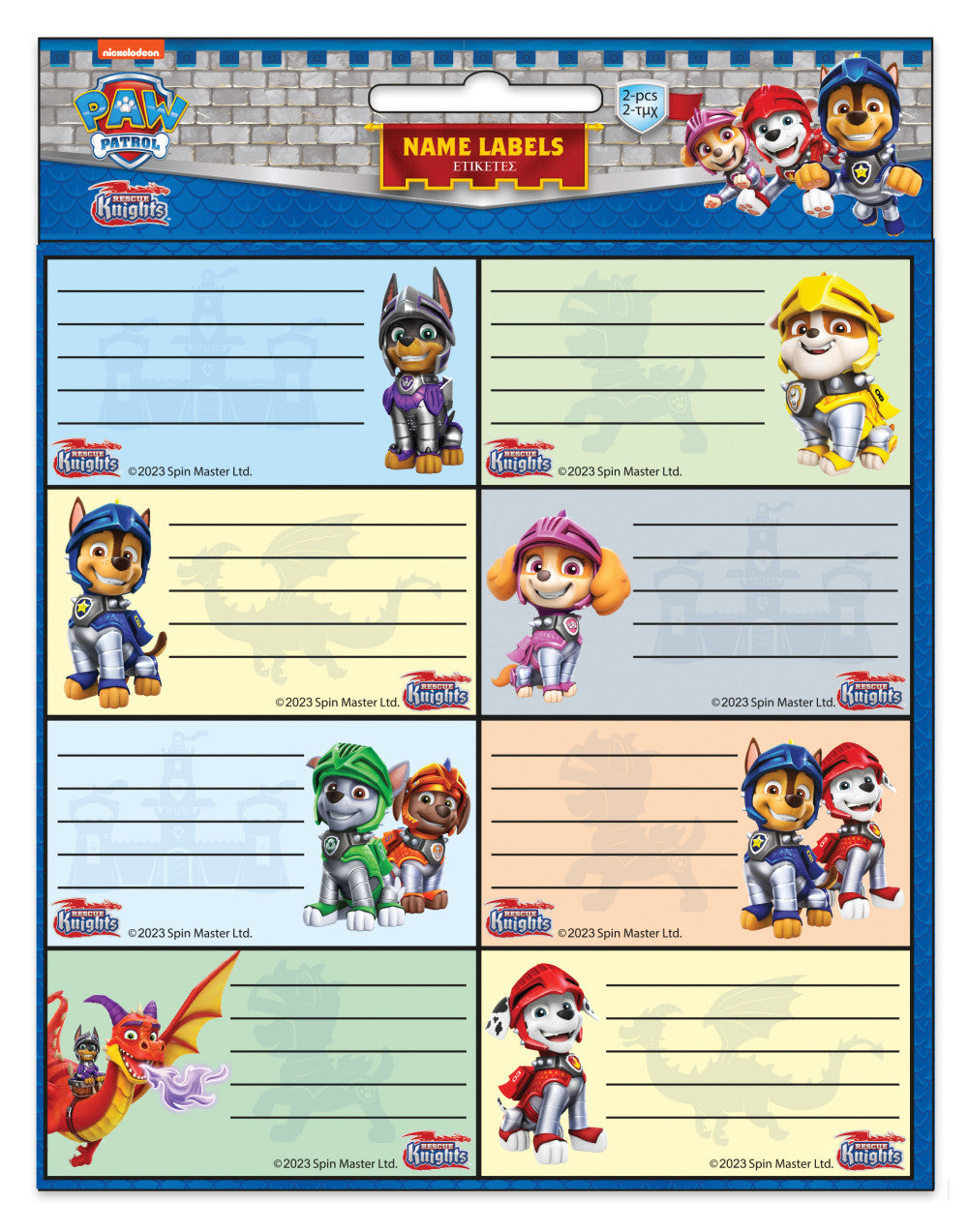 Paw Patrol School Lables 1 Pkt X 16 Lables