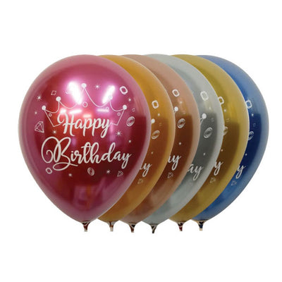 Happy Birthday Printed Satin Balloon X6Pcs