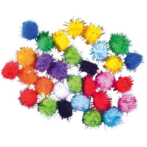 Craft Pompom With Glitter X30 Pcs
