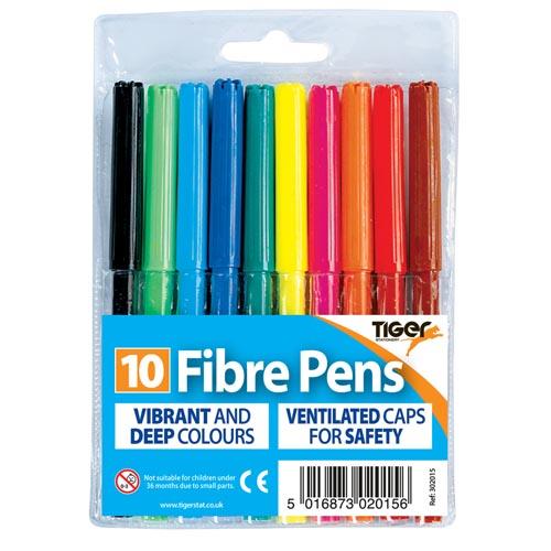 Fibre Colouring Pens X 10 Assorted