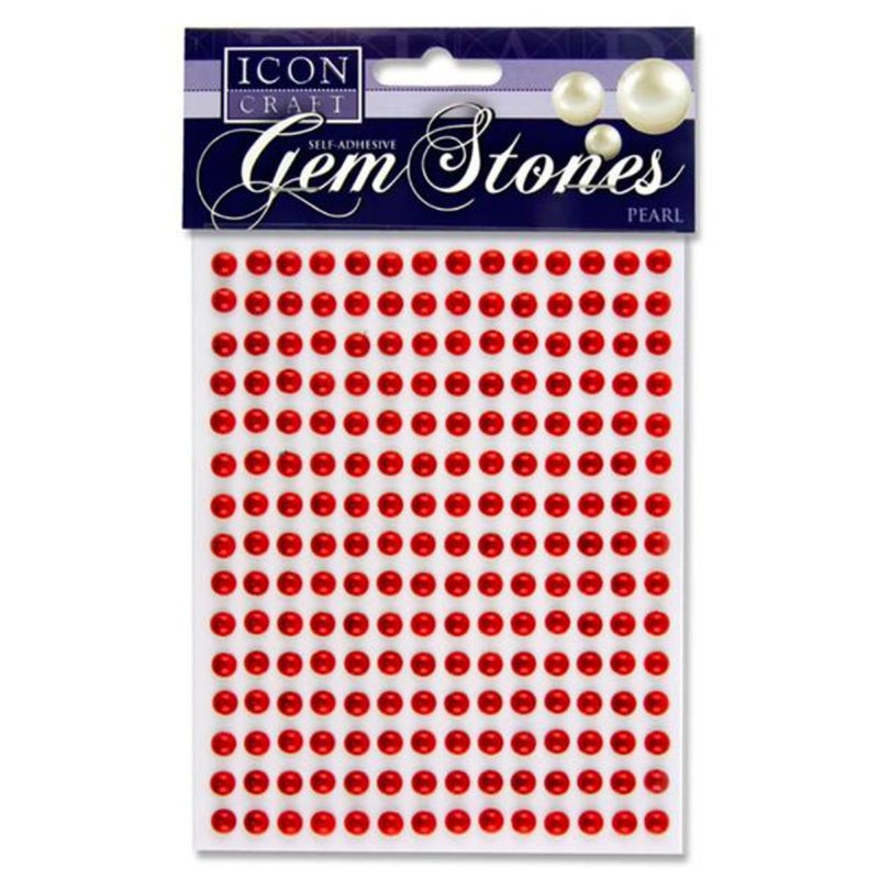 Pearl Red Self Adhesive 6Mm Gem Stones X 210Pcs