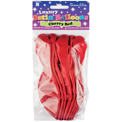 Satin Balloons Helium Or Air Cherry Red - Pkt X8Pcs