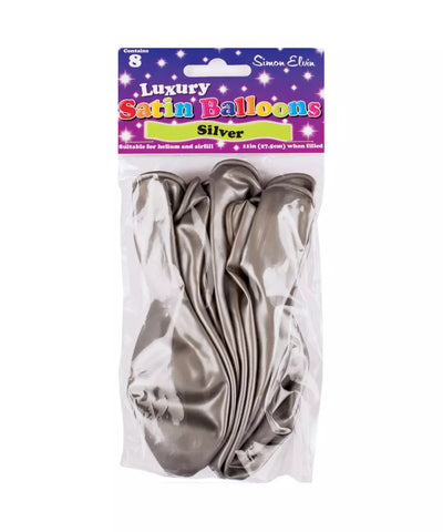 Helium Or Air - 11 Inch Balloons - Silver - Pack Of 8