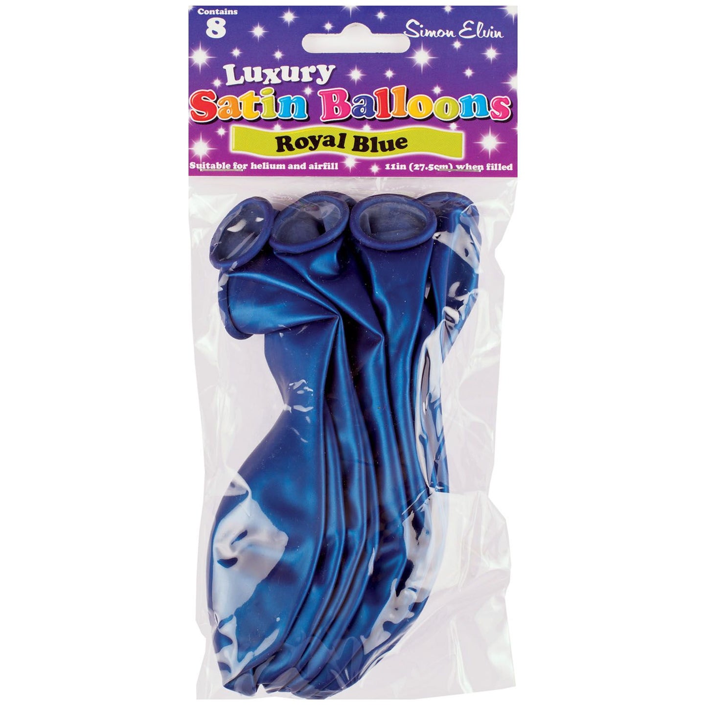 Satin Balloons Helium Or Air Blue - Pkt X8Pcs