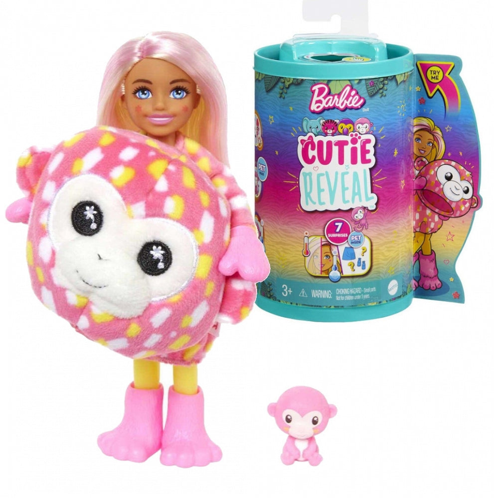 Barbie Chelsea Cutie Reveal Jungle Series Monkey Doll And Accessories