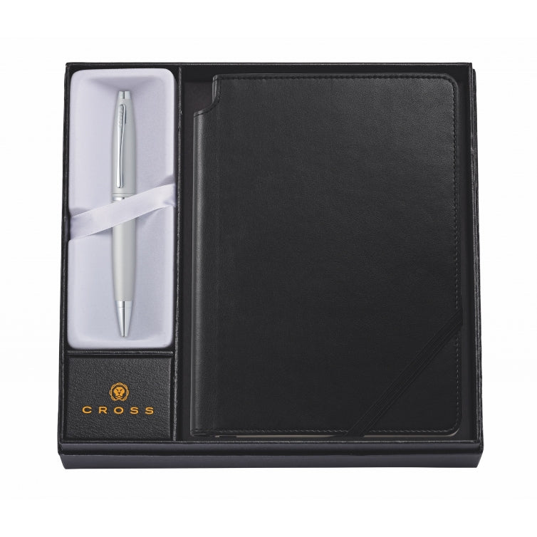 Cross Calais Satin Chrome Ballpoint Pen And Medium Lined A5 Journal