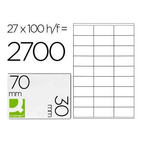 Labels For Inkjet And Laser Printers - Box X100 A4 Sheets - Label Size 70X30Mm - 27 Labels Per Sheet 