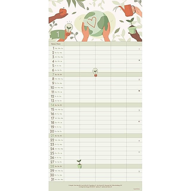 Green Vibes Family Planner 2024