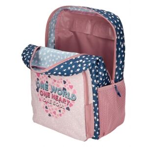 Backpack One World One Heart One Soul - 1 Large Zip Fit A4