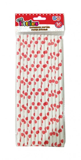 Paper Straws 19.5 Cm 25 Pieces Red/White