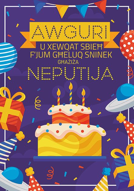 Awguri U Xewqat Sbieħ F'Jum Għeluq Sninek Għażiża Neputija