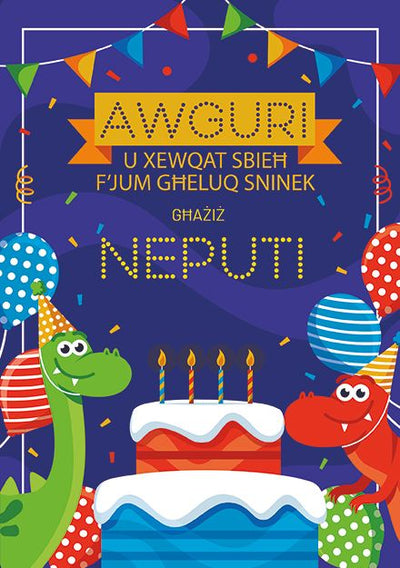 Awguri U Xewqat Sbieħ F'Jum Għeluq Sninek Għażiż Neputi