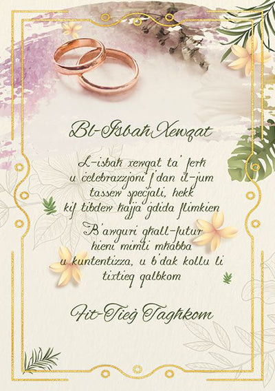 Bl-Isbaħ Xewqat Fit-Tieġ Tagħkom