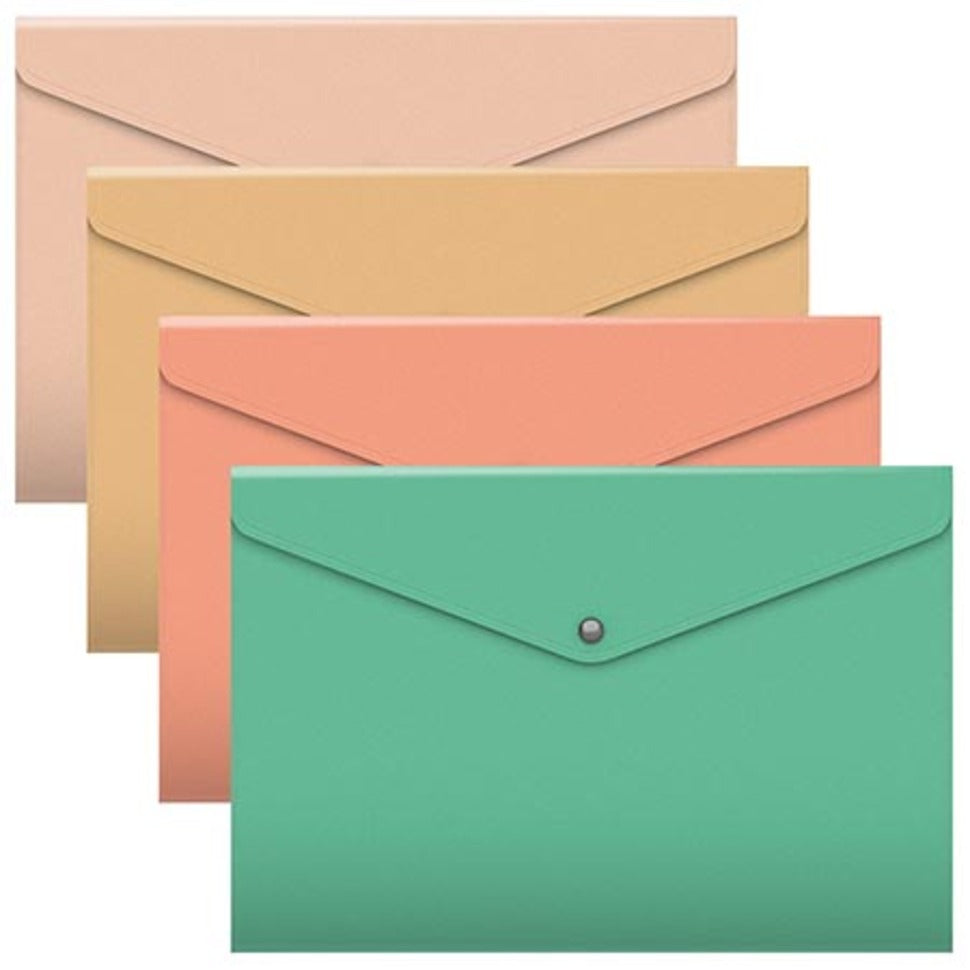 Plastic A4 Button Envelope Matt Powder Opaque