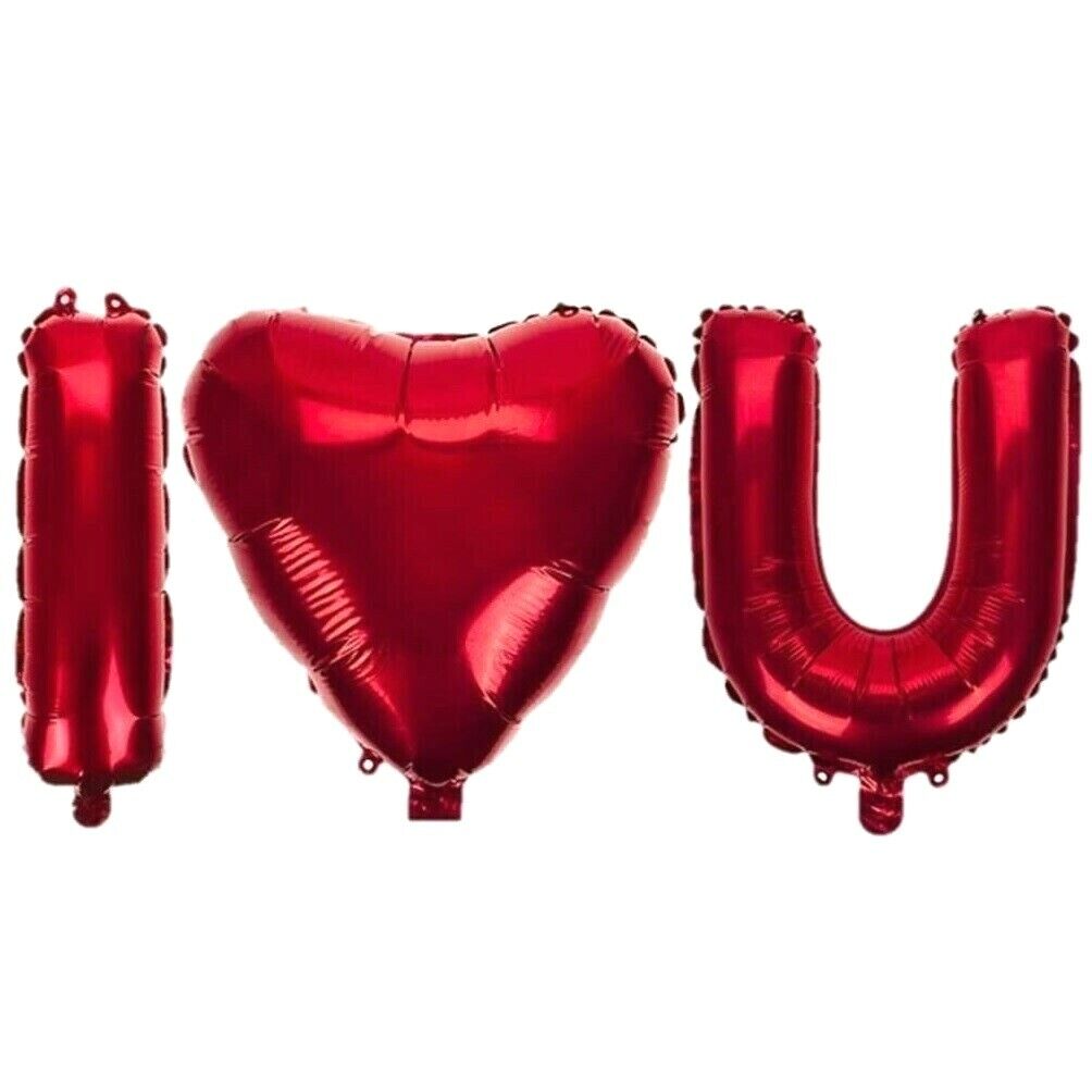 I Love You Foil Balloons Decorations - 1.2M Ribbon