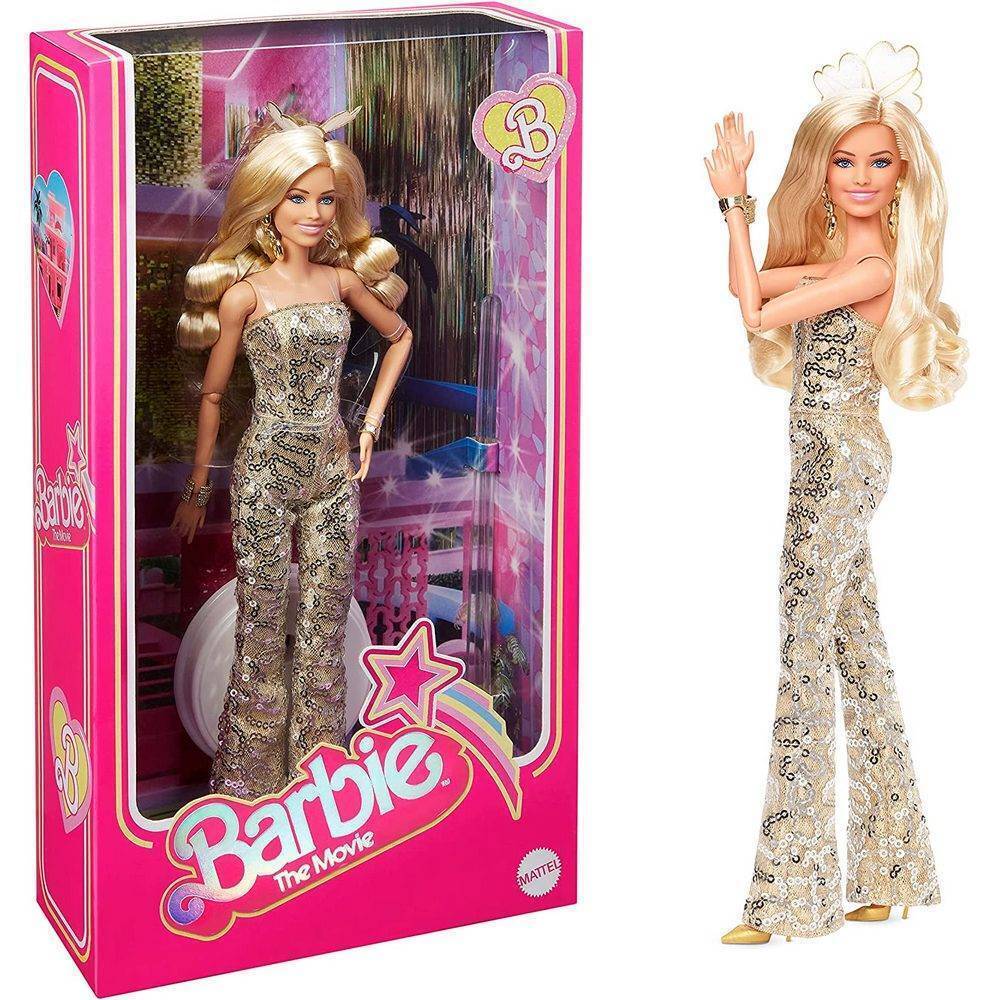 Barbie The Movie Collectible Doll Margot Robbie As Barbie In Gold Disco Jumpsuit
